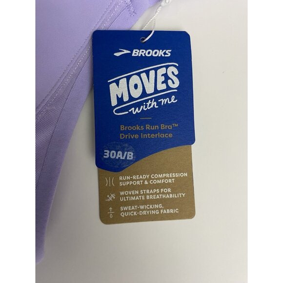 Brooks 30A/B Run Drive Interlace Violet Dash Sports Bra Compression Woven Wickin - Picture 2 of 10